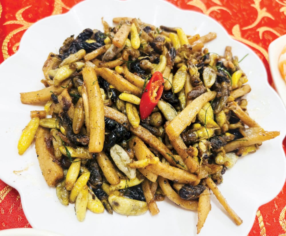 Nhộng ong rừng xào măng